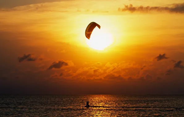 Sea, the sun, clouds, sunset, reflection, horizon, sunshine, sea