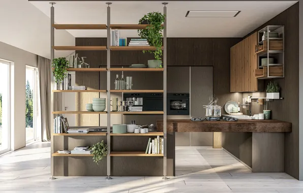 Style, Villa, interior, Italy, kitchen, dining area, Italian design, Kitchen Oak