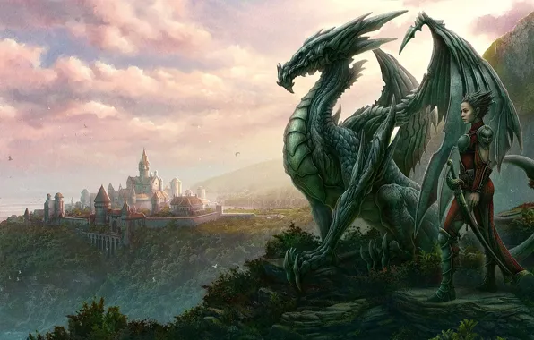 Picture look, the city, dragon, people, kerem couplets