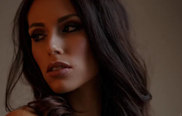 Close-up, face, background, model, portrait, makeup, hairstyle, brown hair