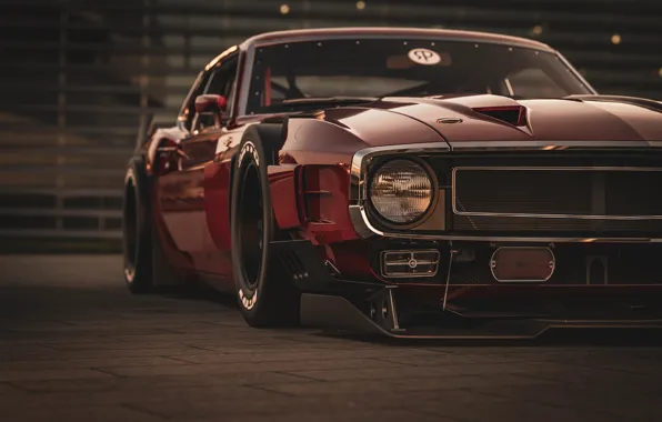 Ford, Shelby, GT500, Red, Auto, Headlight, Retro, Machine