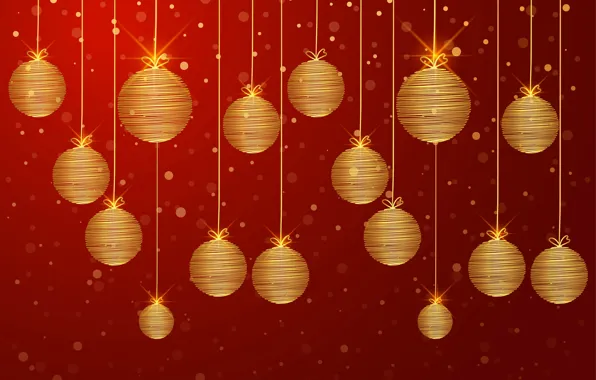 Decoration, background, gold, Christmas, New year, golden, christmas, new year