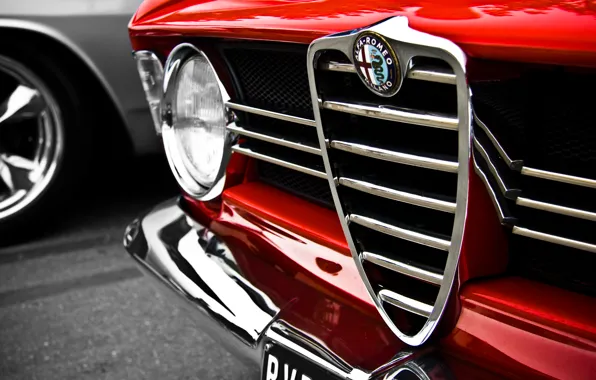 Picture macro, red, Alfa Romeo, red, logo, Alfa Romeo, macro
