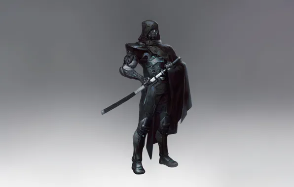 Art, Assassin, Ninja, Illustration, Minimalism, Katana, Cyberpunk, Creatures