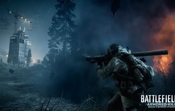Forest, night, Battlefield 3, premium, armored kill, engineer of the Russian Federation