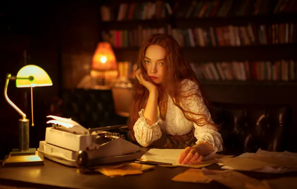 Red, redhead, long hair, long hair, redhead, Denis Kotov