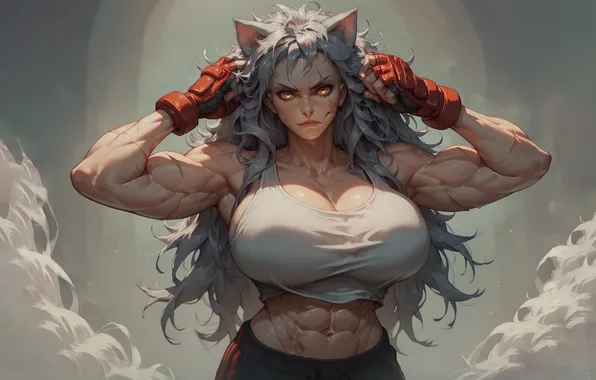 Girl, power, gloves, ears