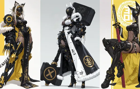 Weapons, sword, armor, art, techno art