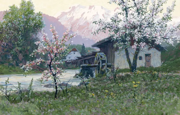 Picture Austrian painter, Austrian painter, Mountain spring, Karl Ludwig Prince Of, Karl Ludwig Prinz, Mountain spring, …