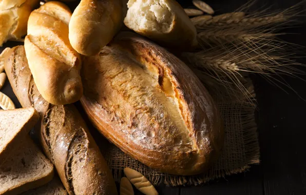 Spikelets, bread, baguette, cuts