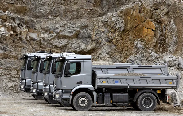 Trucks, Mercedes-Benz, a number, grey, 2013, quarry, Arocs