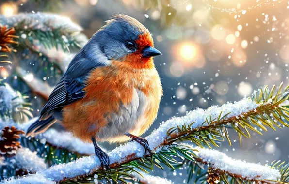 Bird, New year, Tit
