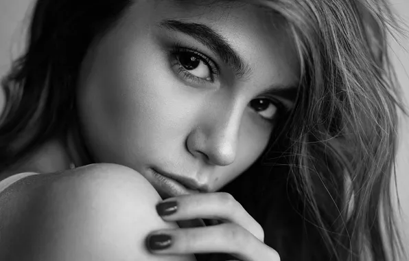 Look, girl, face, photo, black and white, Sergey Vostrikov