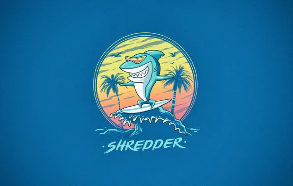 Minimalism, Figure, Shark, Shark, Surfing, Art, Board, Shredder