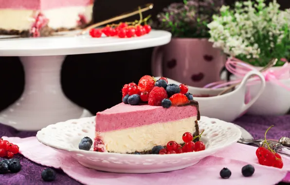 Picture berries, chocolate, cake, cream, sweet, cheesecake