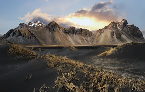 Landscape, mountains, Iceland, Vesturhorn