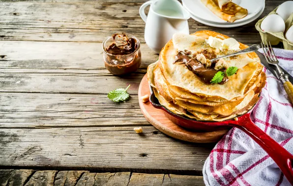 Chocolate, Breakfast, pancakes