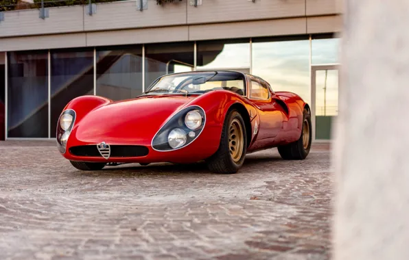 Picture Alfa Romeo, 1967, front view, iconic, 33 Road, Type 33, Alfa Romeo 33 Stradale Prototype