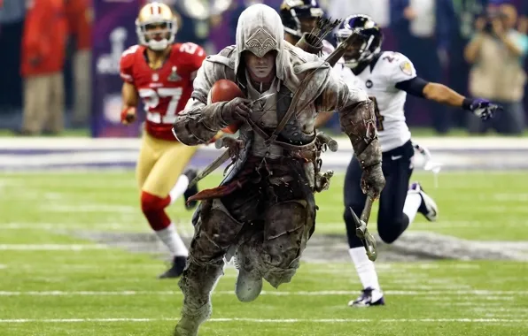 Field, the ball, ASSASSIN'S CREED 4 SUPER BOWL