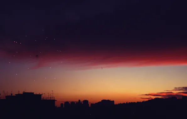 The sky, clouds, salute, twilight