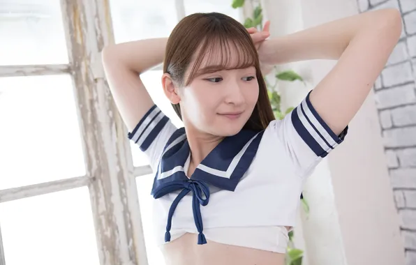Beautiful, Asian, Model, Smile, Woman, Pretty, Uniform, Close Up