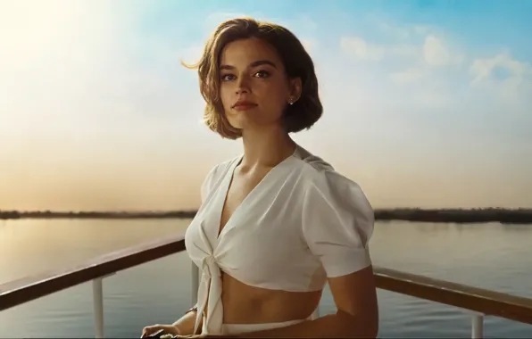 Picture the sky, look, water, girl, pose, actress, beauty, Emma Mackey