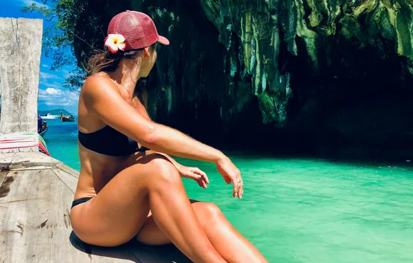 Girl, sexy, ocean, model, asia, thailand, boat, travel