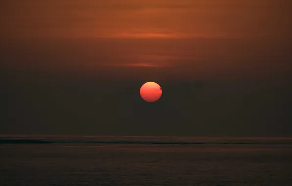 Sea, sunset, the moon, Saudi Arabia, Farasan Island