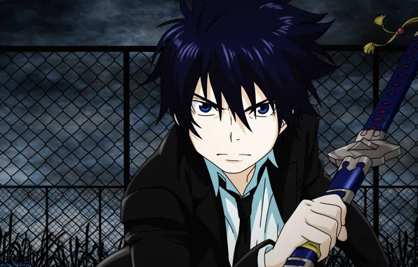 Picture look, sword, Rin, ao no exorcist, blue exorcist, blue exorcist, Okumura