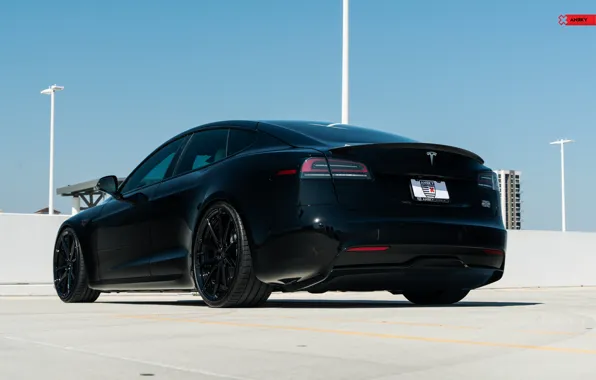 Car, Auto, Black, Tesla, Model S, Plaid, Fast, ANRKY Wheels
