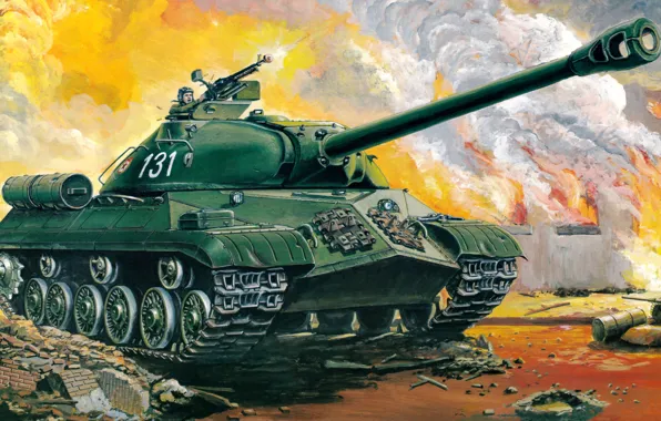 Picture art, tank, Egypt, USSR, the battle, night, guns, weapons