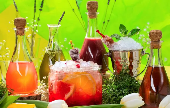 Picture bottle, fruit, drinks, lemonade