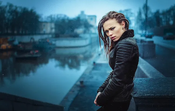 Look, the city, portrait, braids, Natalia