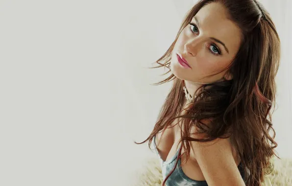 Sexy, cleavage, lindsay lohan, green eyes, pretty, brunette, breasts