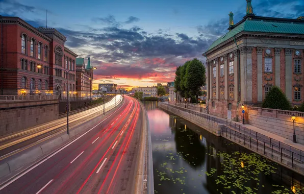 Picture bridge, street, home, channel, Stockholm, Sweden