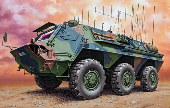 Figure, art, APC, Transport tanks, Fox, German armored personnel carrier, TPz 1, wheel floating combat …
