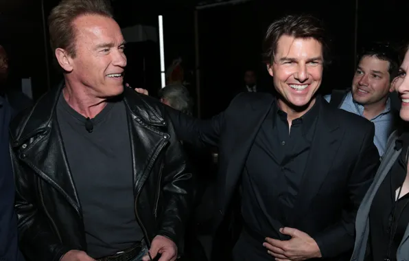 Picture joy, photo, celebrity, actors, smile, Tom Cruise, Arnold Schwarzenegger, Tom Cruise
