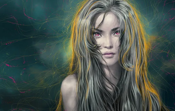 Girl, face, hair, art, JacintaMaree