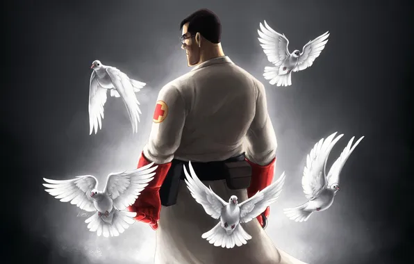 Picture pigeons, art, team fortress 2, class medic