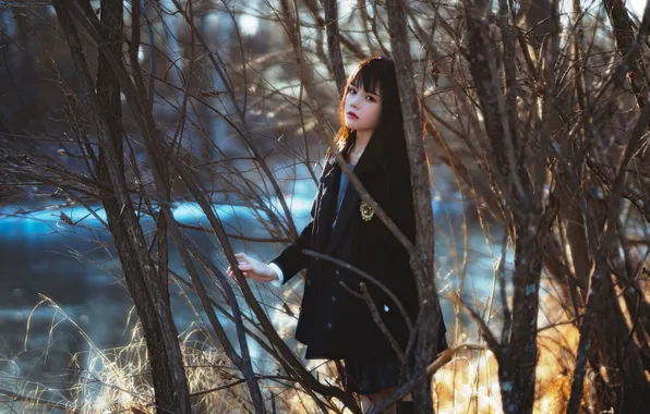 Beautiful, Asian, Model, Winter, Water, Snow, Woman, Cute