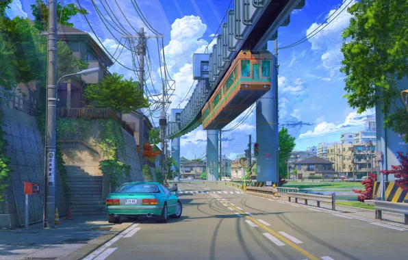 Auto, markup, posts, wire, Japan, the car, blue sky, ArsenXC