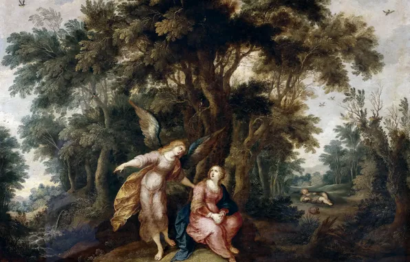 Picture, religion, mythology, Frans Franken The Younger, Hagar and the angel