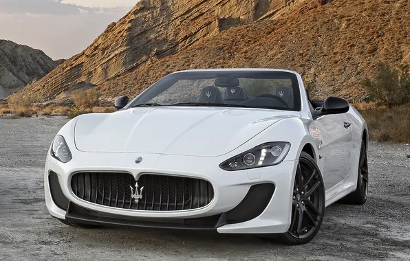 Lights, Maserati, white, the front, GranCabrio