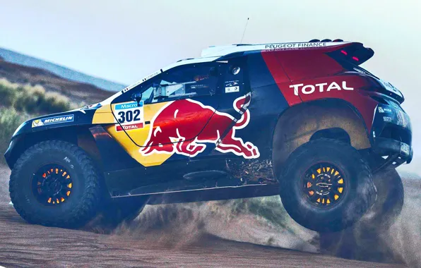 Sand, 2008, Sport, Speed, Race, Peugeot, Lights, Red Bull