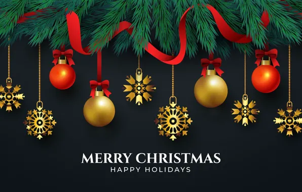 Picture decoration, gold, Christmas, New year, golden, christmas, black background, new year