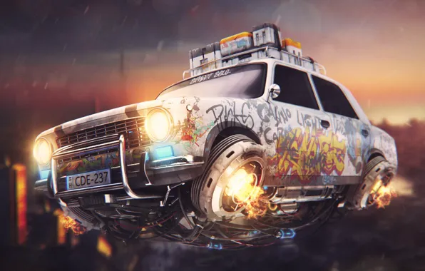 Machine, auto, fiction, fire, fantasy, science fiction, art, Illustration