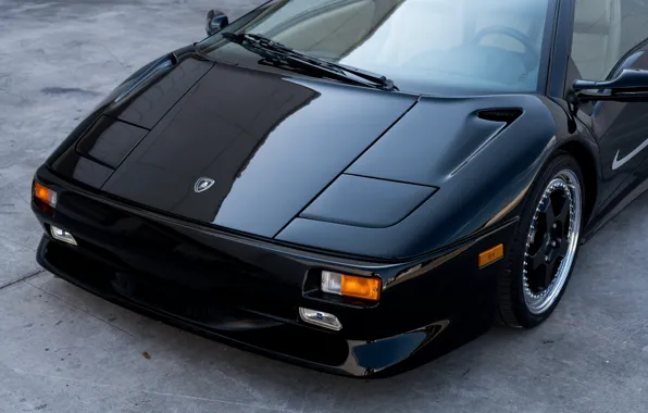 Black, Sports car, The front, Super Veloce, 1998 Lamborghini Diablo SV