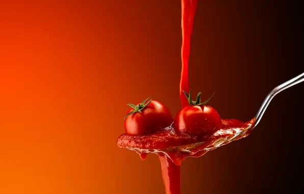 Picture spoon, tomato, tomatoes