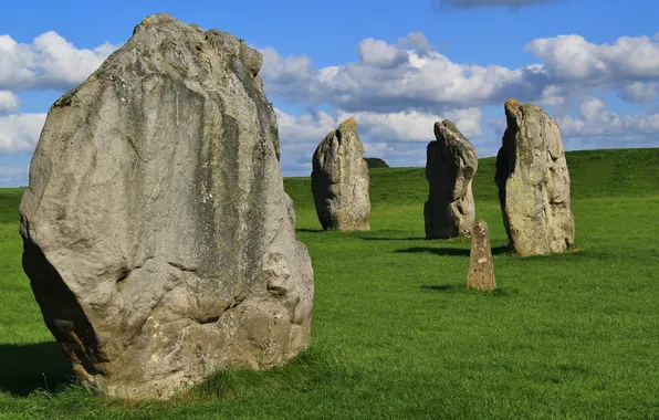 Field, the sky, standing, boulders, Stones-Stone
