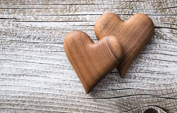 Hearts, love, wood, romantic, hearts, wooden, valentine's day